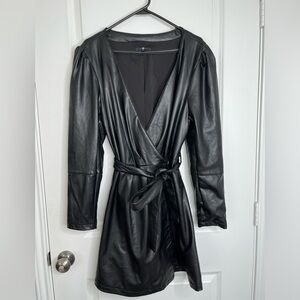 7 For All Mankind - Black Faux Leather Wrap
Dress Long Sleeve Sz Large